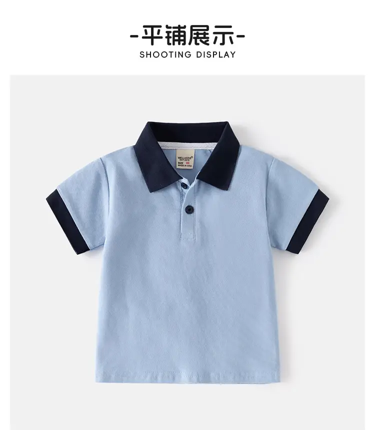 Kids Boys Polo Shirts Summer Light Blue White Pink Navy — feature 9