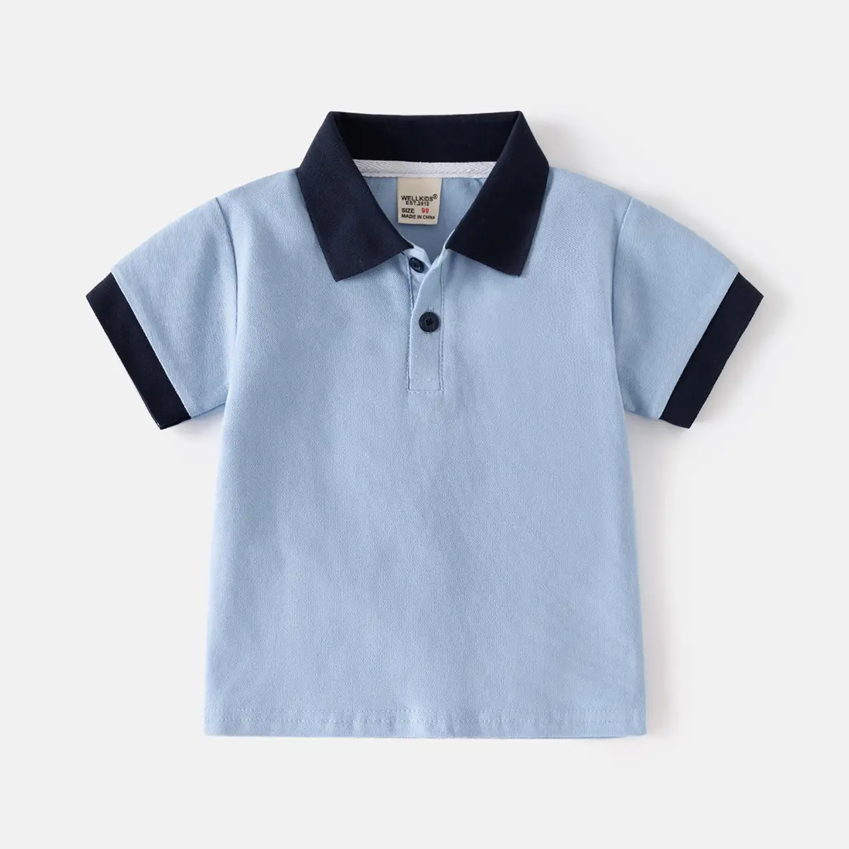 Kids Boys Polo Shirts Summer Light Blue White Pink Navy