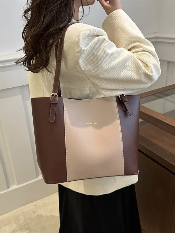 2026 Summer Patchwork Tote Bag Brown New Women