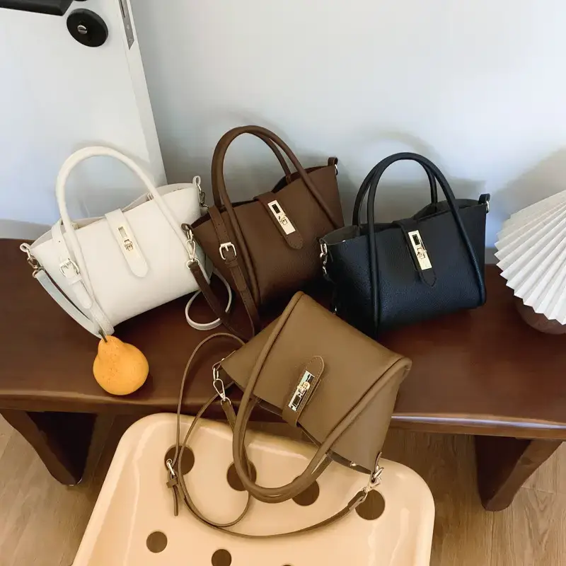 Women's 2024 Winter Brown Leather Shoulder Bag with Logo - Image 6