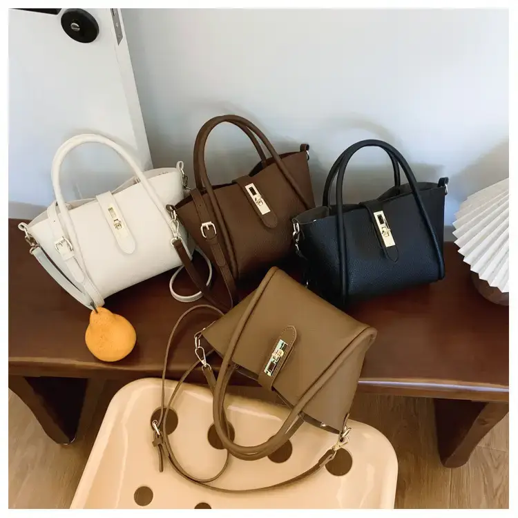 Women's 2024 Winter Brown Leather Shoulder Bag with Logo — feature 7