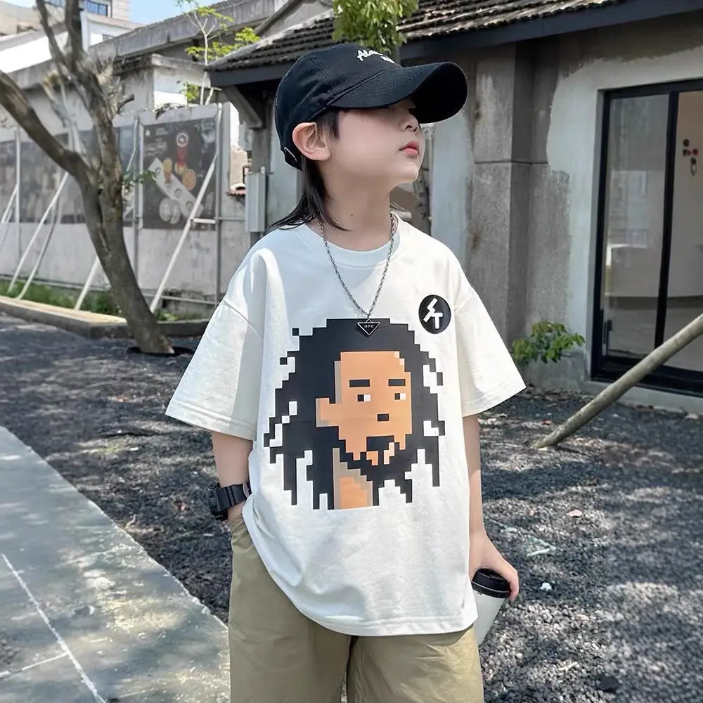 Kids Pixel Art T-Shirt White Medium Large