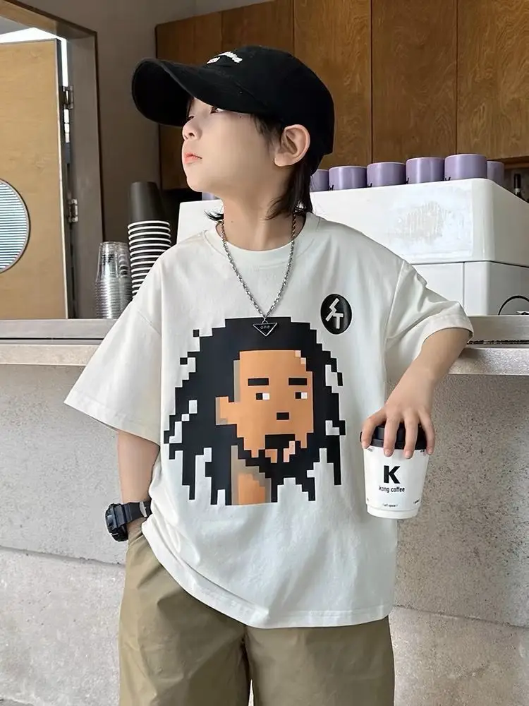 Kids Pixel Art T-Shirt White Medium Large — feature 11