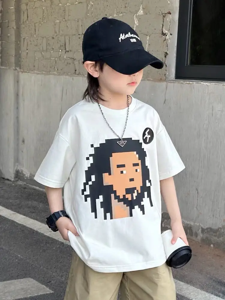 Kids Pixel Art T-Shirt White Medium Large — feature 7