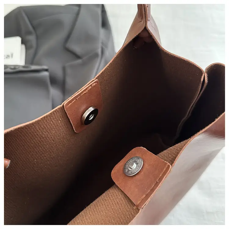 Women's Brown Leather Shoulder Bag with Teddy Bear Charm — feature 10