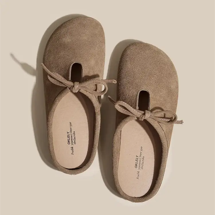 Women's Brown Suede Slip-On Birkenstock Shoes with Tassel