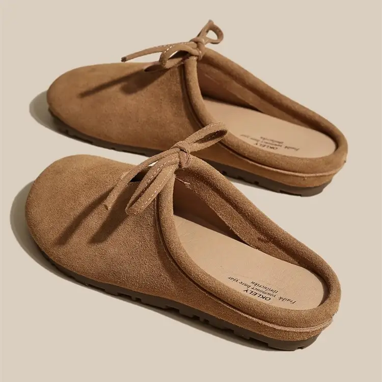 Women's Brown Suede Slip-On Birkenstock Shoes with Tassel