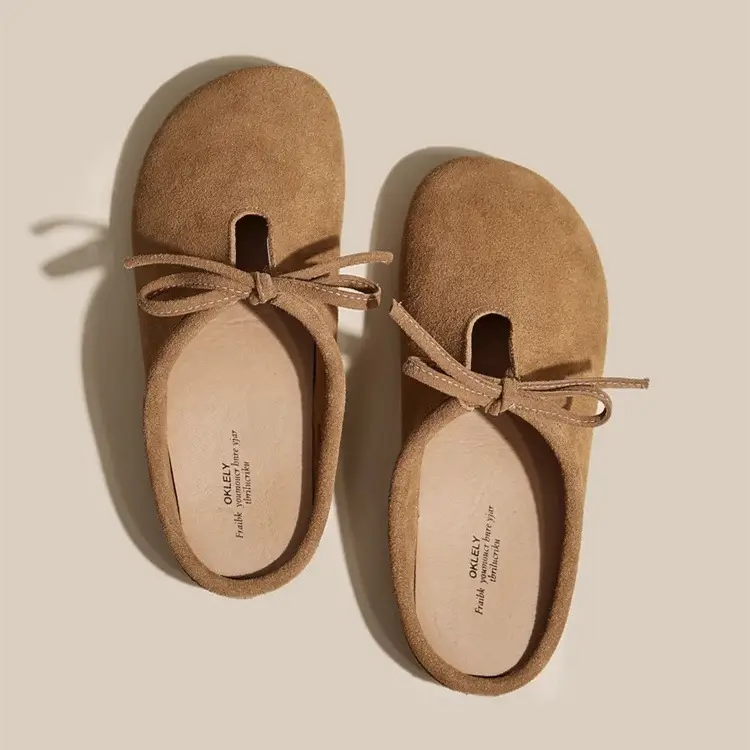 Women's Brown Suede Slip-On Birkenstock Shoes with Tassel