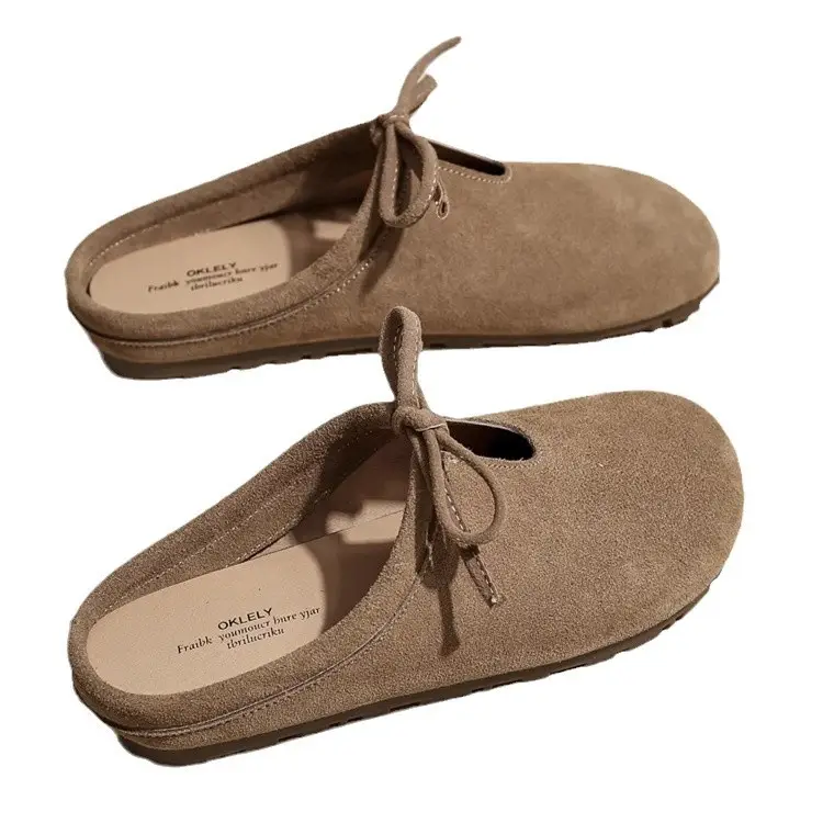 Women's Brown Suede Slip-On Birkenstock Shoes with Tassel