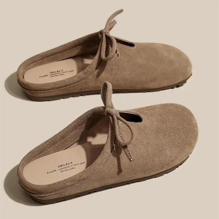 Women's Brown Suede Slip-On Birkenstock Shoes with Tassel — feature 5