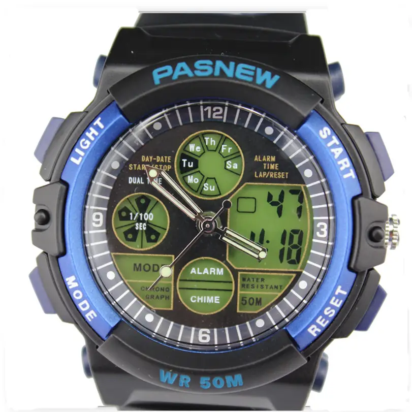 Pasnew Waterproof LED Digital Boy's Watch Black Yellow - Image 2