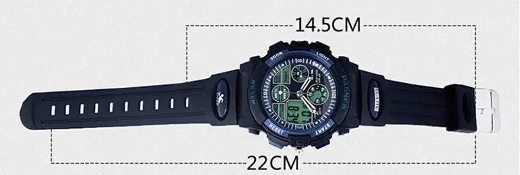 Pasnew Waterproof LED Digital Boy's Watch Black Yellow — feature 30