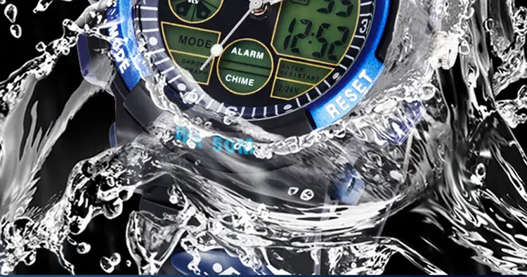 Pasnew Waterproof LED Digital Boy's Watch Black Yellow — feature 5
