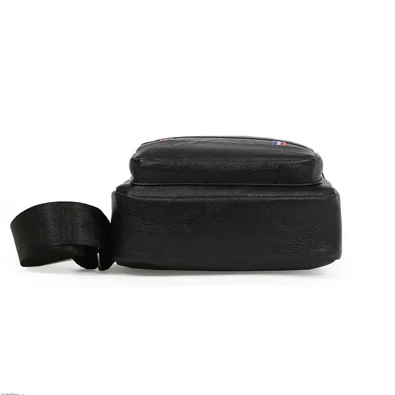 Men's Black PU Leather Chest Bag with Adjustable Strap - Image 7