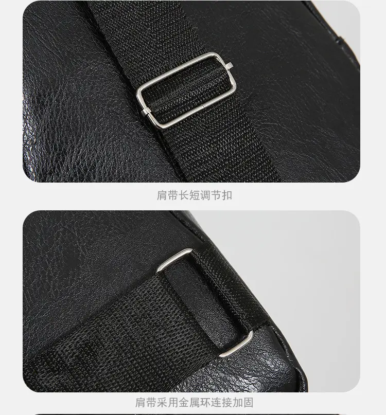 Men's Black PU Leather Chest Bag with Adjustable Strap — feature 27
