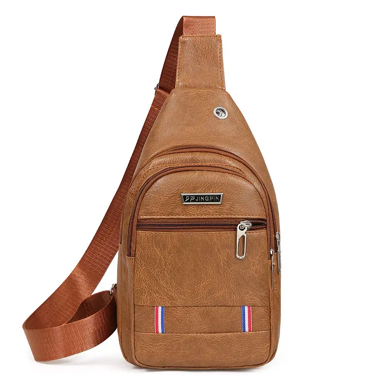 Men's Black PU Leather Chest Bag with Adjustable Strap - Image 3