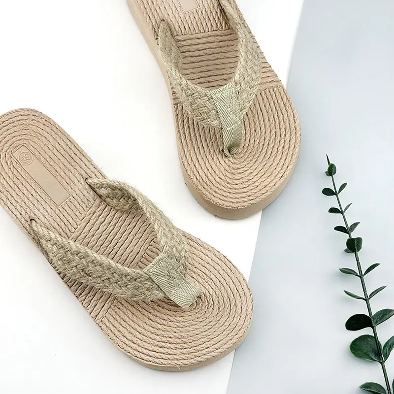 Wedge Shoes Straw Woven Travel Linen Women's Sandals Korean Style Fashionable Outwear Flip-Flops Fashionable Beach Flip-Flops Women's Slippers — feature 7