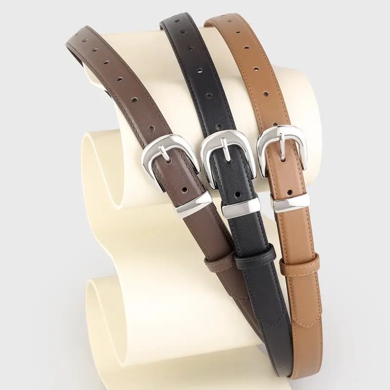 Women's Genuine Leather Belt with Silver Buckle All Colors - Image 4