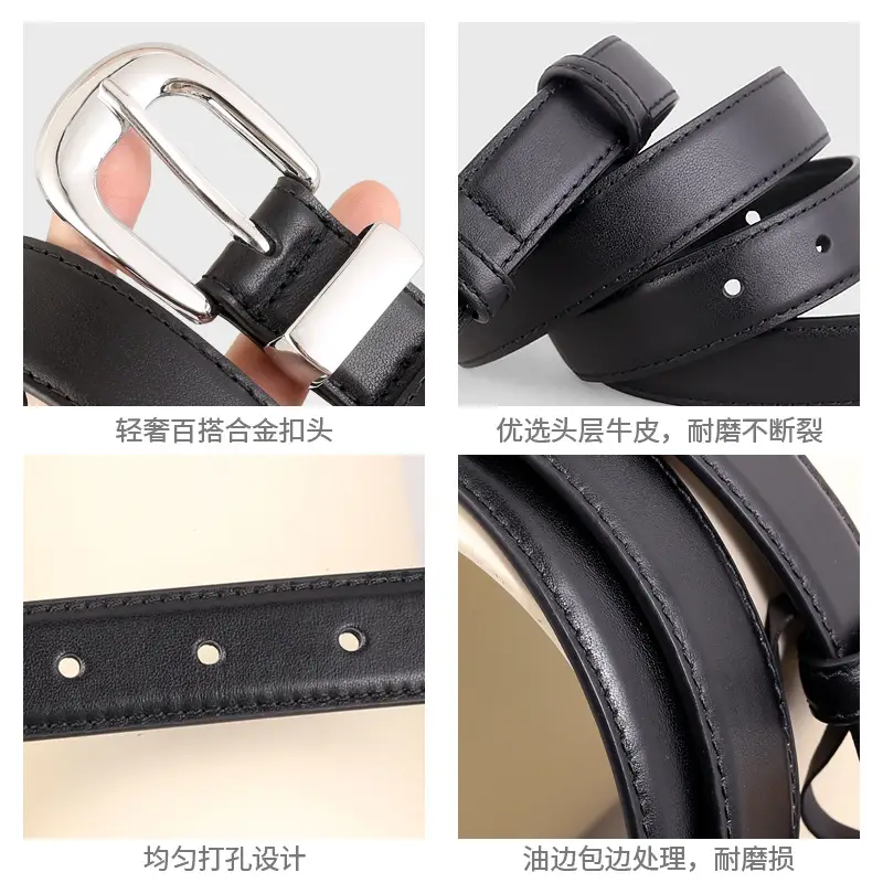 Women's Genuine Leather Belt with Silver Buckle All Colors - Image 6