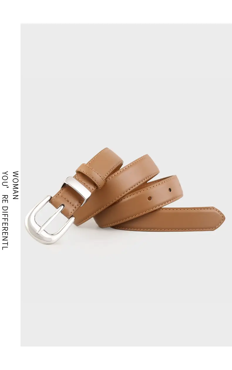 Women's Genuine Leather Belt with Silver Buckle All Colors — feature 12