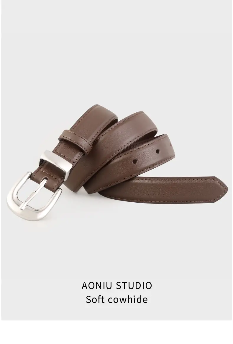 Women's Genuine Leather Belt with Silver Buckle All Colors — feature 13