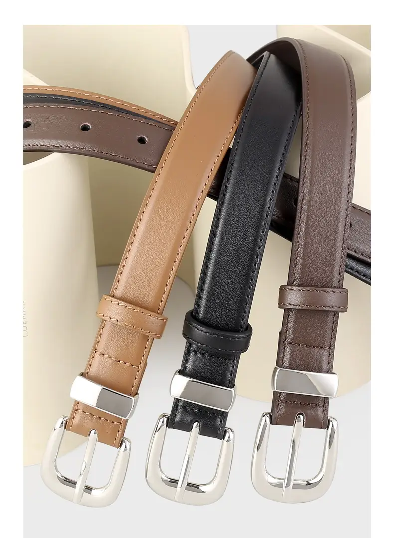 Women's Genuine Leather Belt with Silver Buckle All Colors — feature 15