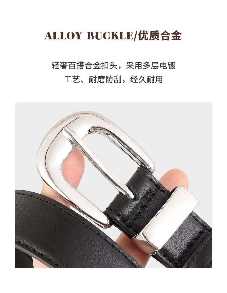 Women's Genuine Leather Belt with Silver Buckle All Colors — feature 6