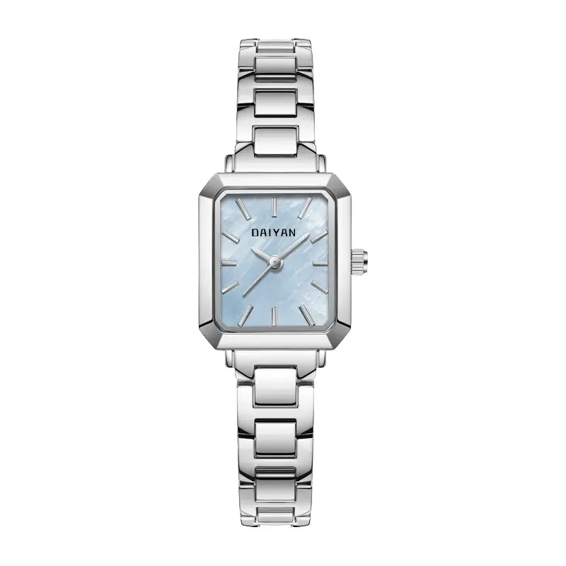 Japanese Minimalist Women's Watch Silver Chain Band Light Blue Dial - Image 3