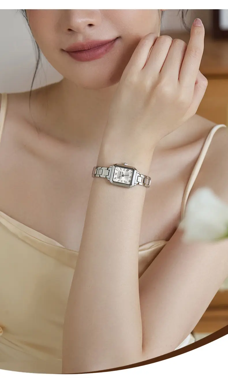 Japanese Minimalist Women's Watch Silver Chain Band Light Blue Dial — feature 10