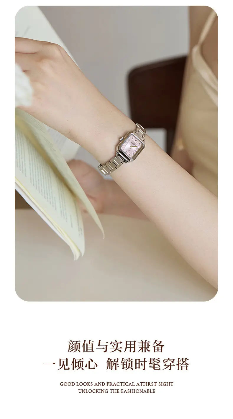 Japanese Minimalist Women's Watch Silver Chain Band Light Blue Dial — feature 9