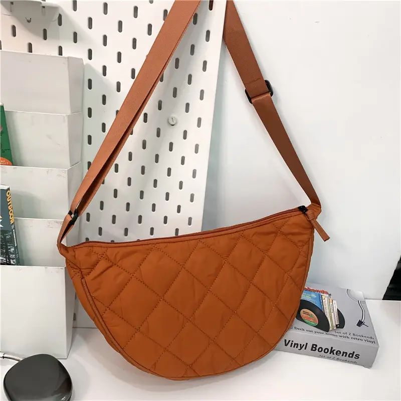 Women's White Quilted Crossbody Bag with Diamond Embroidery - Image 3