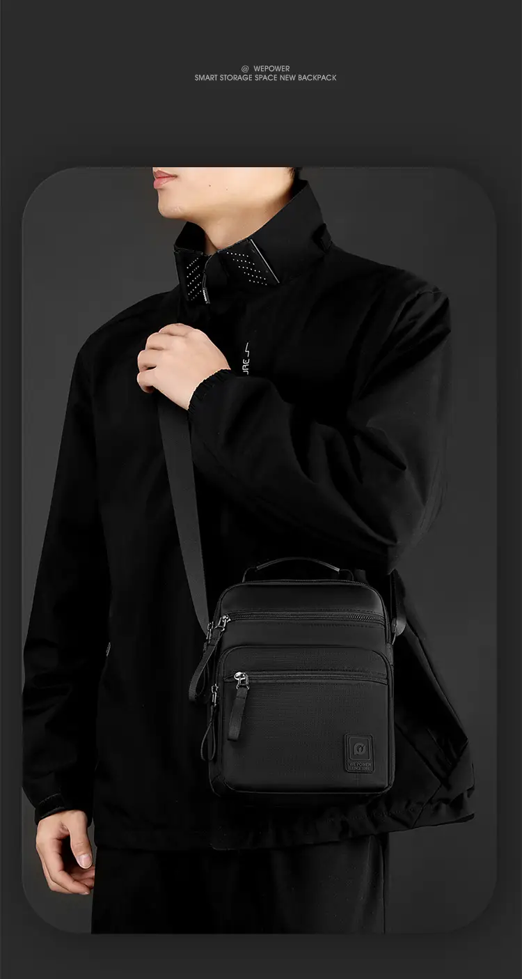 Men's Black Business Commuter Shoulder Bag — feature 17