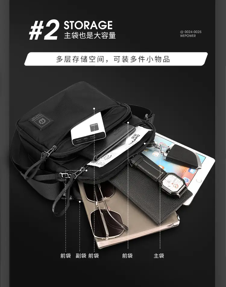 Men's Black Business Commuter Shoulder Bag — feature 8