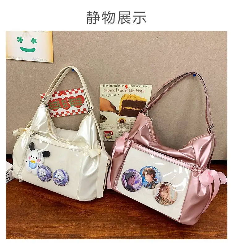 Korean Style Bow Bag for Girls Black White — feature 12