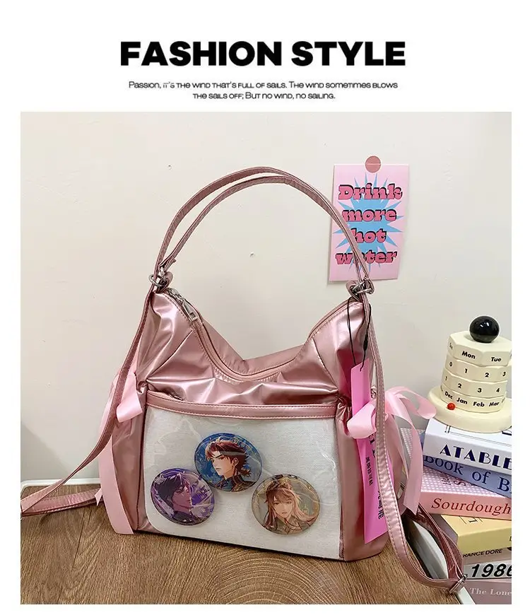 Korean Style Bow Bag for Girls Black White — feature 13