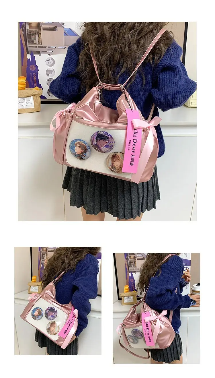 Korean Style Bow Bag for Girls Black White — feature 15