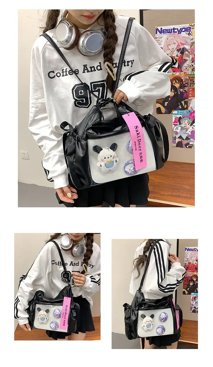 Korean Style Bow Bag for Girls Black White — feature 18