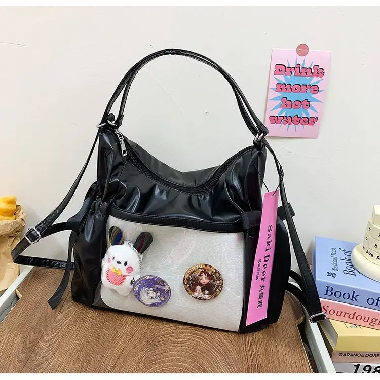 Korean Style Bow Bag for Girls Black White — feature 19