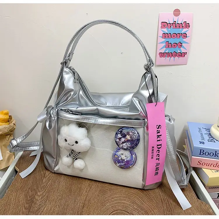 Korean Style Bow Bag for Girls Black White — feature 21