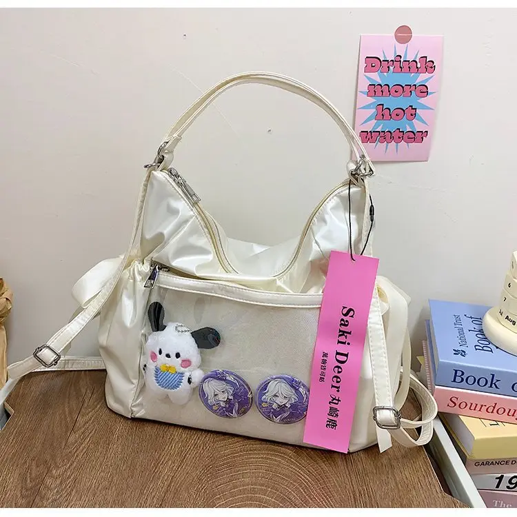 Korean Style Bow Bag for Girls Black White — feature 22