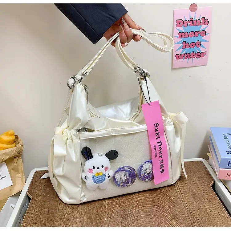 Korean Style Bow Bag for Girls Black White — feature 26