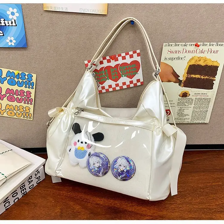 Korean Style Bow Bag for Girls Black White — feature 27
