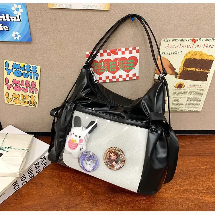 Korean Style Bow Bag for Girls Black White — feature 28