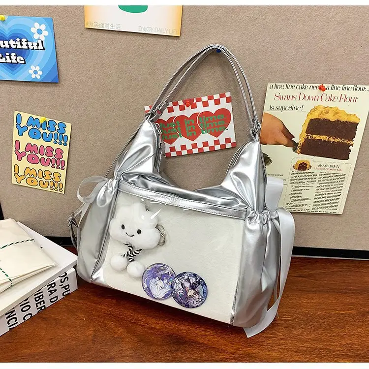 Korean Style Bow Bag for Girls Black White — feature 29