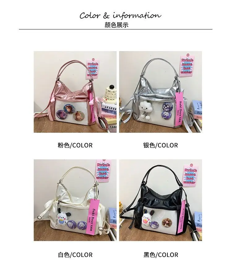 Korean Style Bow Bag for Girls Black White — feature 3