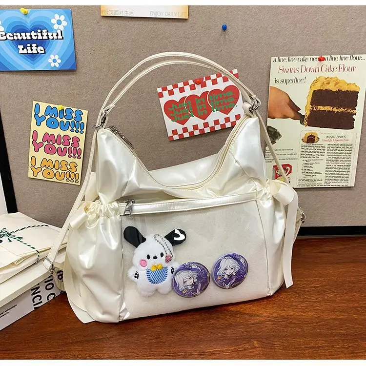 Korean Style Bow Bag for Girls Black White — feature 31