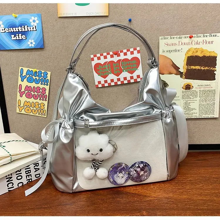 Korean Style Bow Bag for Girls Black White — feature 32