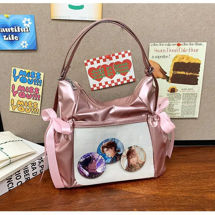 Korean Style Bow Bag for Girls Black White — feature 33