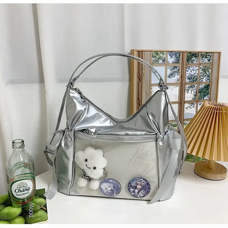 Korean Style Bow Bag for Girls Black White — feature 36