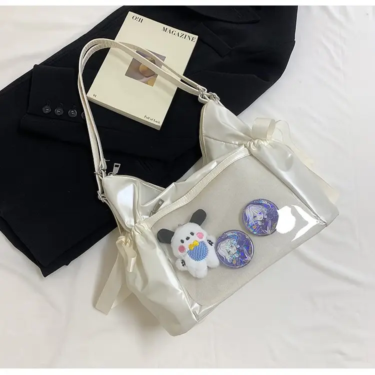 Korean Style Bow Bag for Girls Black White — feature 37
